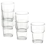 IKEA REKO, Klarglas-6-er Set-Stapelbar-170 ml-9 cm hoch-Spülmaschinenfest, Glas, Transparant, 6...