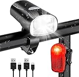 LED Fahrradlicht Set, STVZO Zugelassen Fahrradbeleuchtung Fahrradlampe Wasserdicht und USB-Aufladung...