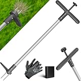 KESSER® Unkrautstecher mit Stiel | Unkrautentferner mit T-Griff & Fußpedal | Gartenwerkzeug...