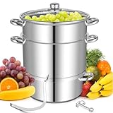 WXFKLDJ Dampf-Entsafter Zum Einmachen, 11 Quart Obst-Gemüse-Dampfgarer Mit Deckel Aus Gehärtetem...