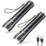 Blukar LED Taschenlampe Aufladbar, [2 Stück] 2000 Lumen Extrem Helle Zoombare Taschenlampen mit 5...