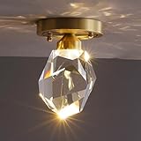 YFMYY Moderne Kristall-LED-Deckenleuchte, halbbündige Deckenleuchte aus Messing,...