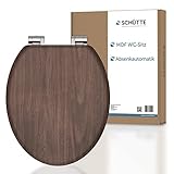 SCHÜTTE WC-Sitz DARKWOOD mit Absenkautomatik aus Holz, Toilettensitz mit Klodeckel, Holzkern...