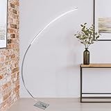 MeLiTec LED Stehleuchte ST26-1 - Nickel-Matt, Dimmbar, Warmweißes Licht 3000K, Hochwertige...