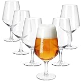 MamboCat 6er Set Carré Bierglas I 400ml, Höhe 18cm I für 6 Personen I Bierkelch aus Glas mit Fuß...
