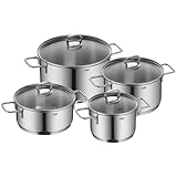 Silit Alicante Topfset 4-teilig, Töpfe mit Glasdeckel, Induktionstöpfe, Edelstahl poliert, Topf...