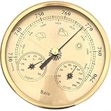 Zilimontt Analoges Barometer mit Thermometer-Hygrometer, 3-in-1-Wetterstation für drinnen und...
