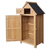 Wiltec Gartenhaus schmall aus Fichtenholz mit Bitumendach 770x540x1370mm für Garten, Terrasse &...