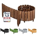 Garronda Beeteinfassung Holz Rollzaun Holzzaun 200 x 10 cm imprägniert Flexibler Rollborder...