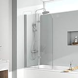 EMKE 120x140cm Duschtrennwand für Badewanne Faltwand Duschabtrennung Badewannenaufsatz NANO...