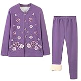 2026 Mamas Oma Mittelalte Ältere Damen Cardigan Strickpullover Oberteil Hose Set Thermounterwäsche...