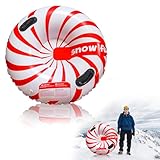 Aufblasbare Schlitten, 90cm Snow Tube mit Griff, Winter PVC Robuster Schneereifen, Verschleißfester...