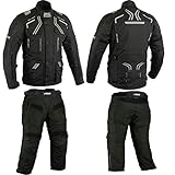 Herren Kombi Motorradbekleidung Biker Anzug Zweiteiler Motorradkombi Schwarz (L)