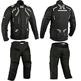 BOSMOTO Herren Kombi Motorradbekleidung Biker Anzug Zweiteiler Motorradkombi Schwarz (XXXXXL)