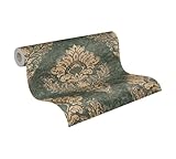 Livingwalls Metropolitan Stories 2 Vliestapete mit Ornamenten 0,53 x 10,05 m – Grün, Gold –...