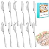 Fischbesteck 12 Stück aus poliertem Edelstahl mit 6 Stück fischmesser und 6 Stück Fischgabeln