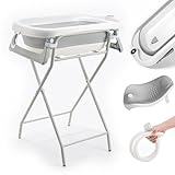 Faltbare Babywanne mit Gestell – XXL Baby Badewanne mit Ständer, Thermometer 2.0, Badesitz &...