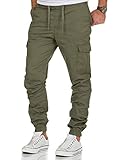 Amaci&Sons Herren Stretch Jogger Cargo Chino Jeans Hose 7006 Olive W32