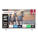 Thomson 43 Zoll (109 cm) UHD Weiß Fernseher Smart Android TV (WLAN, HDR, Triple Tuner DVB-C/S2/T2,...