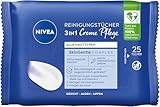 NIVEA Reinigungstücher 3in1 Creme Pflege, sanfte Abschminktücher für wasserfestes Make-Up,...