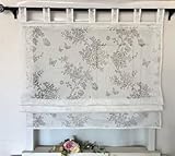 Vordesack Jacquard Raffrollo mit Schmetterlings-Blumenmuster Landhausstil Stickerei halbtransparente...