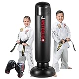 Boxsack Kinder mit Boxhandschuhen ab 3-12 Jahre: JanTeelGO 150cm Aufblasbare Standboxsäcke - Kinder...