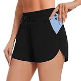 AKKQHH Sport Shorts Damen Sporthose Kurz mit Tasche Sommer Atmungsaktive Laufhose Schnelltrocknende...