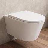 HOROW Wand WC Spülrandlos Toilettenschüssel - Hänge Toiletten mit 360° Einloch Superspin,WC Sitz...