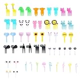 55 STK Obstgabeln Kinder Bento Box Zubehör Spieße Tiere Food Picks Plastik Gabeln Mini...