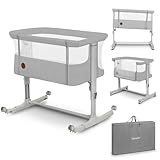 Lionelo Aurora 3 in 1 Babybett bis 9 kg, Beistellbett, Wiege, Höhenverstellug und Einstellung der...