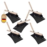 Novaliv 5X Kehrblech Metall Kehrblechgarnitur SCHWARZ lackiert Kehrblechbesen zum Aufkehren...