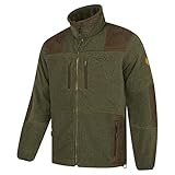 Hubertus Herren Fleece Jagdjacke mit Besätzen an Schultern und Ellenbogen Oliv Braun, Modell...