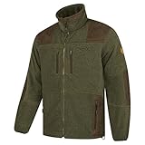 HUBERTUS Herren Fleece Jagdjacke mit Besätzen an Schultern und Ellenbogen Oliv Braun, Modell...