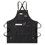 BRIOTA Canvas Schürze, Arbeitsschürze Für Männer Und Frauen, Coffee-Shop-Leinwandschürze,Canvas...