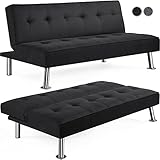 Yaheetech Klappsofa mit Schlaffunktion | 3-Sitzer Sofa Couch Gästebett Klappbett | Schlafsofa...