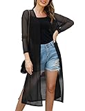 Gyabnw Bikini Cover Up Damen Chiffon Lang Badeanzug für Damen Sommer Pareos Offene Front Jacke...