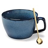 Tasse Groß mit Löffel, 650ml Jumbotasse, Suppentassen mit Henkel, Keramiktassen, XXL Tasse, Große...