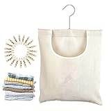 YRTUOP Wäscheklammerbeutel,Wäscheklammerbeutel Mit Haken Aus Canvas | Drehbar 360 Grad Wäsche...