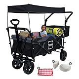 byme Bollerwagen faltbar mit Dach, Transportwagen max. bis 150Kg belastbar, Handwagen klappbar,...