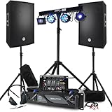 Bmsonic Sono BM 4400 W Verstärker 2000 W, Lautsprecher 15 Zoll mit Standfüßen, Mischpult,...