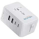 Bigfish Reiseadapter Weltweit, Universal Reisestecker mit 2 USB A und 2 USB C, Universal Adapter,...