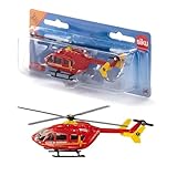 siku 1647, Rettungshubschrauber, Metall/Kunststoff, 1:87, Rot, Drehbare Rotoren