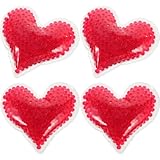 TEHAUX 4 Stück Pack Wiederverwendbare Gel Eisbeutel Herzförmig Kleine Kühlpacks für Verletzungen...