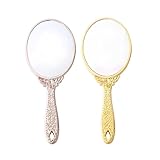 Mixxiula 2 Stück Handspiegel, Retro Muster Griff Make up Spiegel Tragbar Oval Spiegel...