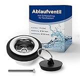AQUADE 422-AQ Universalablaufventil 1 1/4 x 30 Ø 60 mm mit Schlüsselring für Spülbecken
