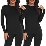 SIMIYA 2 Pack Thermo Unterhemd Damen Thermoshirt Langarm Thermounterwäsche Thermo Oberteil Warme...