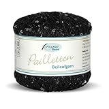 Rellana Pailletten Beilaufgarn, 25 Gramm = 325 Meter, (220 schwarz m. schwarzen Pailetten)