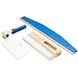 Colorus Tapezier Set 4 tlg | Tapezierset Schneidelineal Tapezierbürste Andrückwalze...