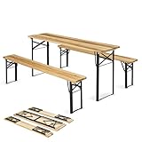 Juskys Bierzeltgarnitur Bichl 3-teilig & klappbar 170x46x77 cm - Gartenmöbel Set Biertisch & 2...