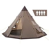 CampFeuer Tipi Zelt Spirit für 4 Personen | Braun | Indianerzelt für Camping, Wandern, 3000 mm...